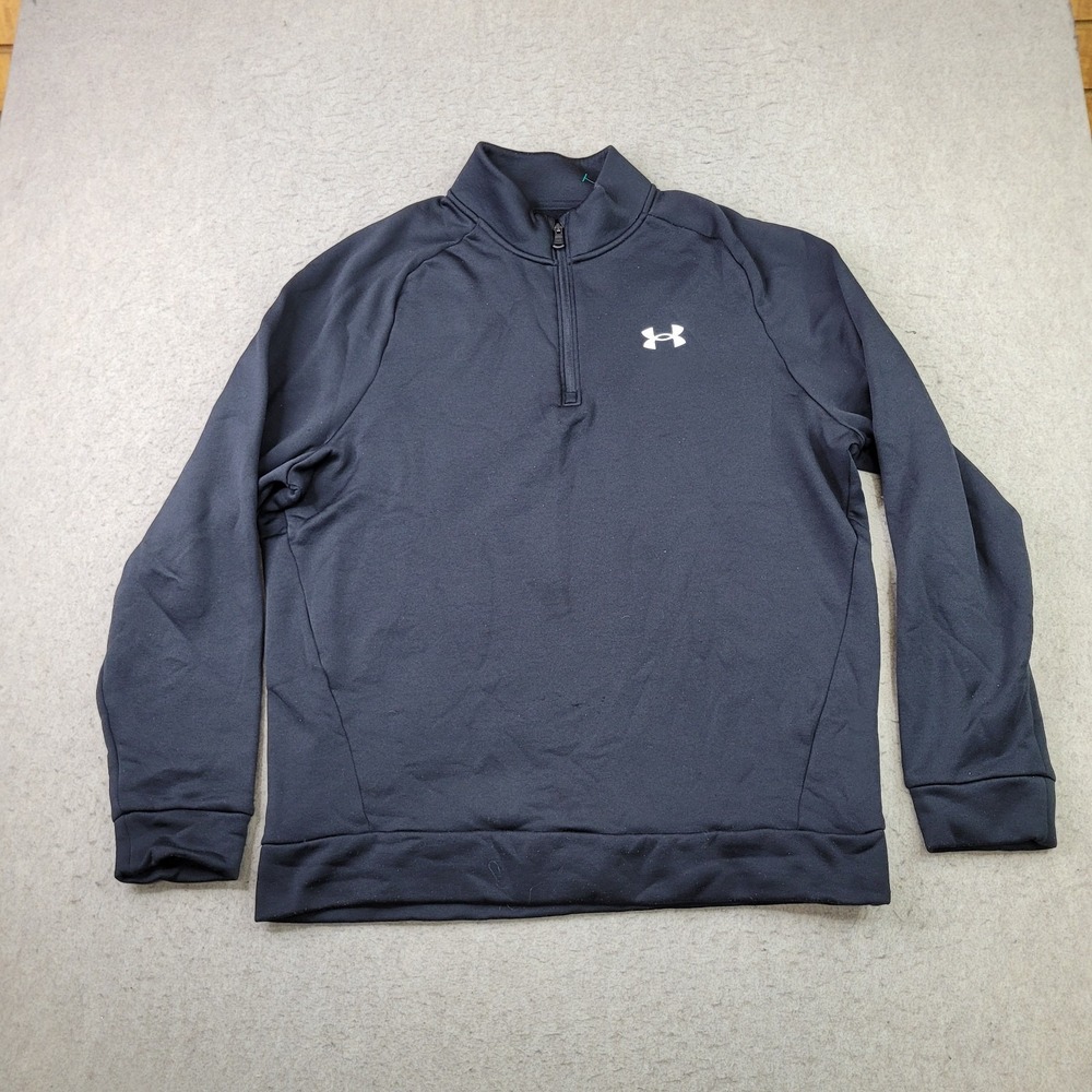 Under Armour 1/4 Zip Fleece Pullover Mens XL Black Loose Mock Neck Performance